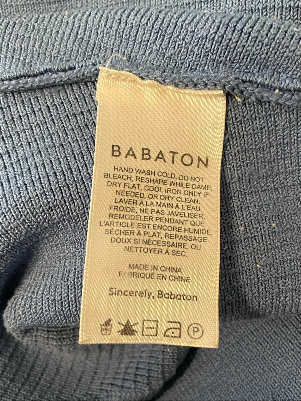 Babaton Ribbed Square-Neck Crop Tank Blue Small - Picture 4 of 4